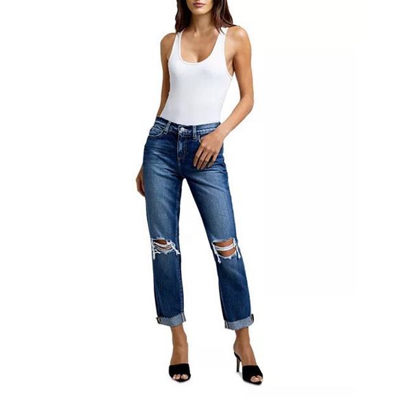L'AGENCE Olga High Rise Cigarette Cuffed Cropped Straight Jeans Sz 29 NWOT - Picture 1 of 16